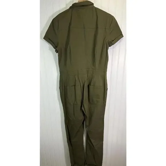 ATWYLD Pit Crew Jumpsuit Olive Green Coverall Style Women's Size L Short Sleeve - Picture 5 of 7